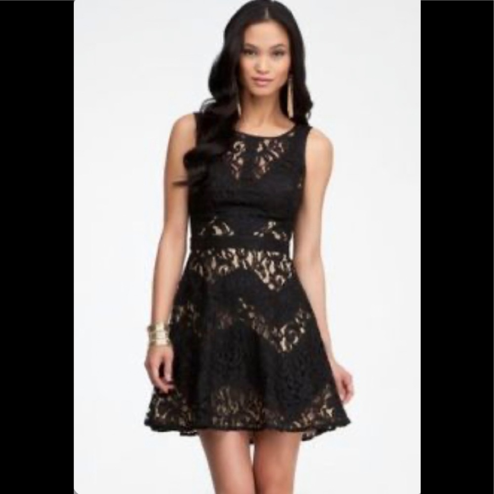 Bebe black and lace cocktail dress
